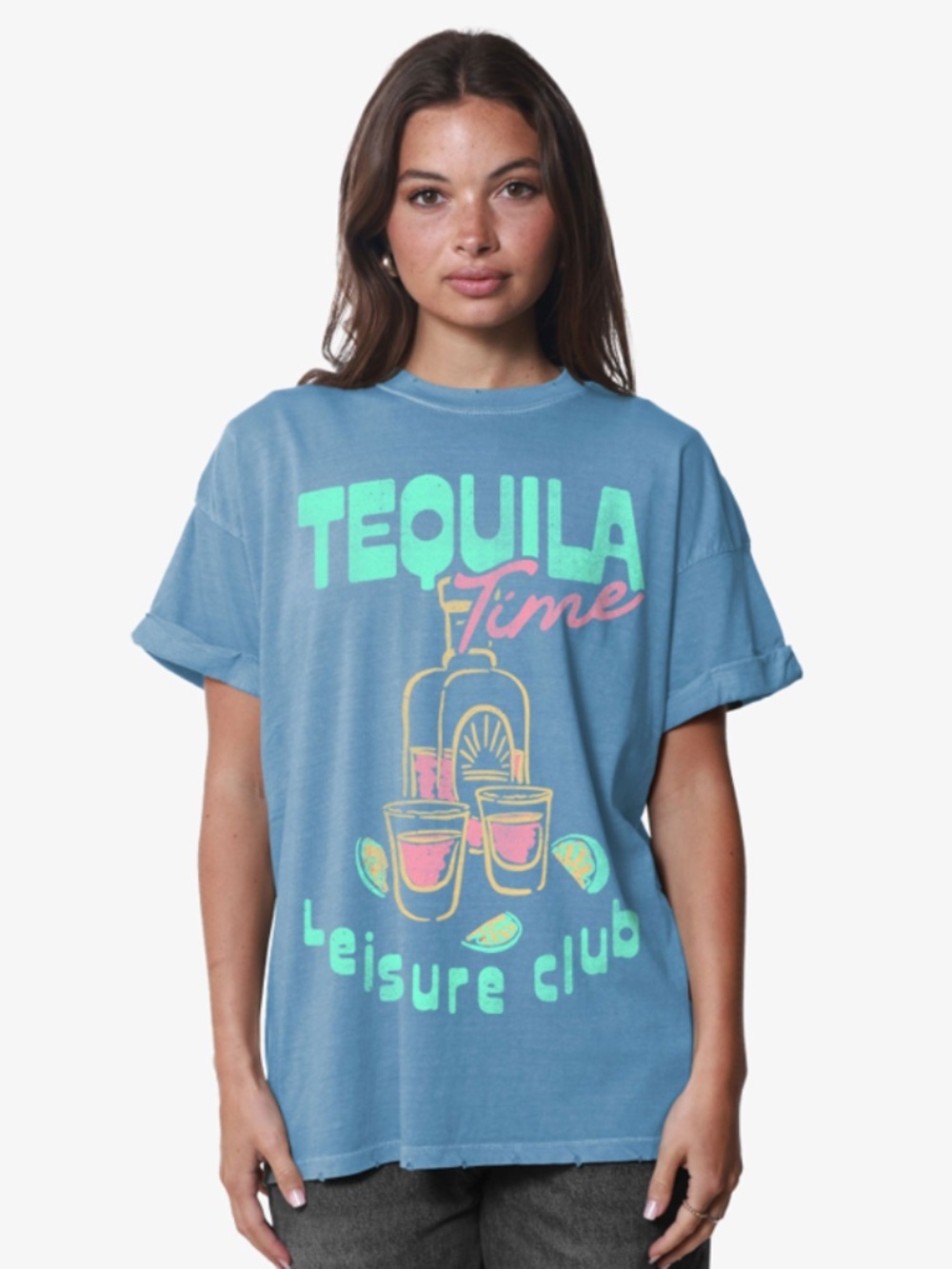 Tequila Time Denim Blue Boyfriend Tee